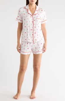 JACLYN Notch Collar Short Sleeve Top & Shorts Pajamas