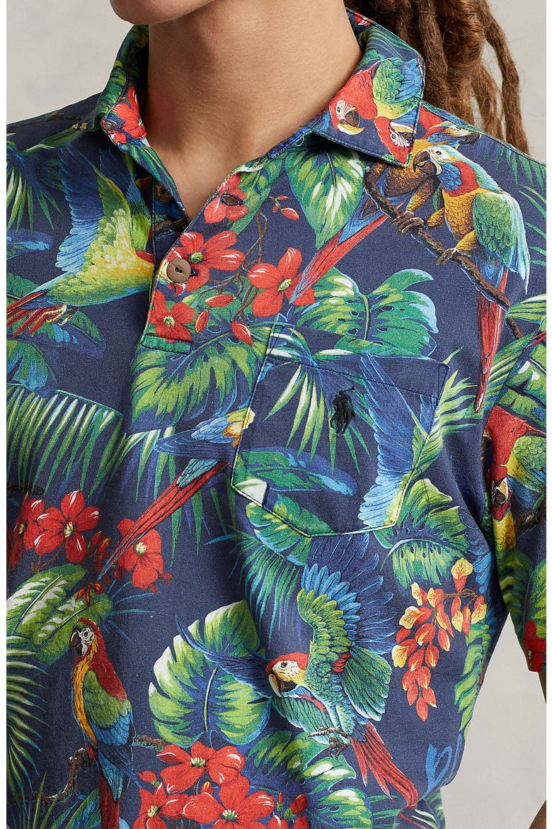 Classic Fit Tropical Print Cotton Polo, Alternate, color, PARROT WITH POLO