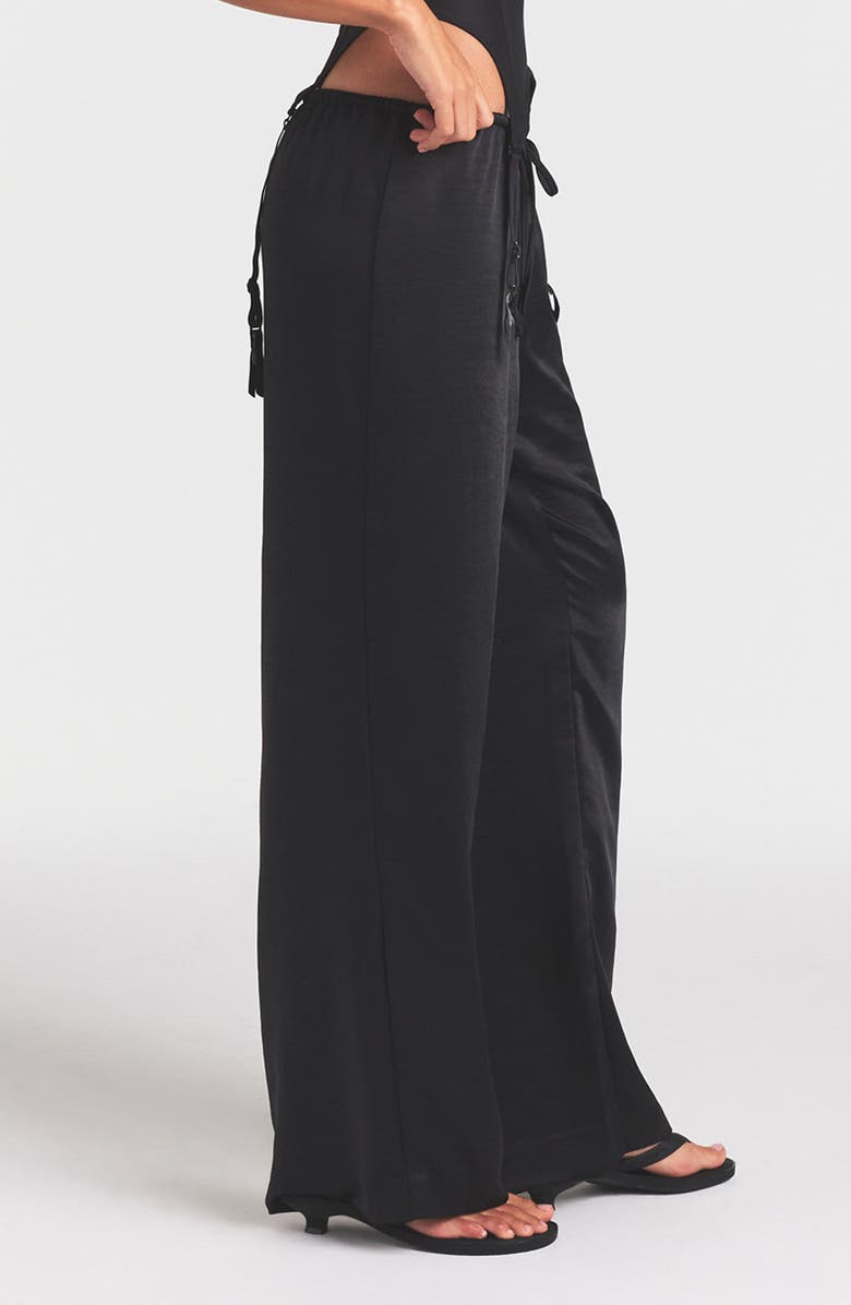 SKIMS Lightweight Satin Straight Leg Pants, Alternate, color, Obsidian