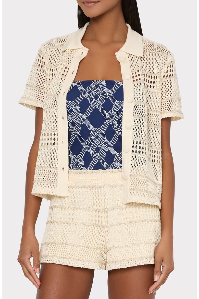 Metallic Crochet Cover-Up Shorts, Alternate, color, GOLD MULTI