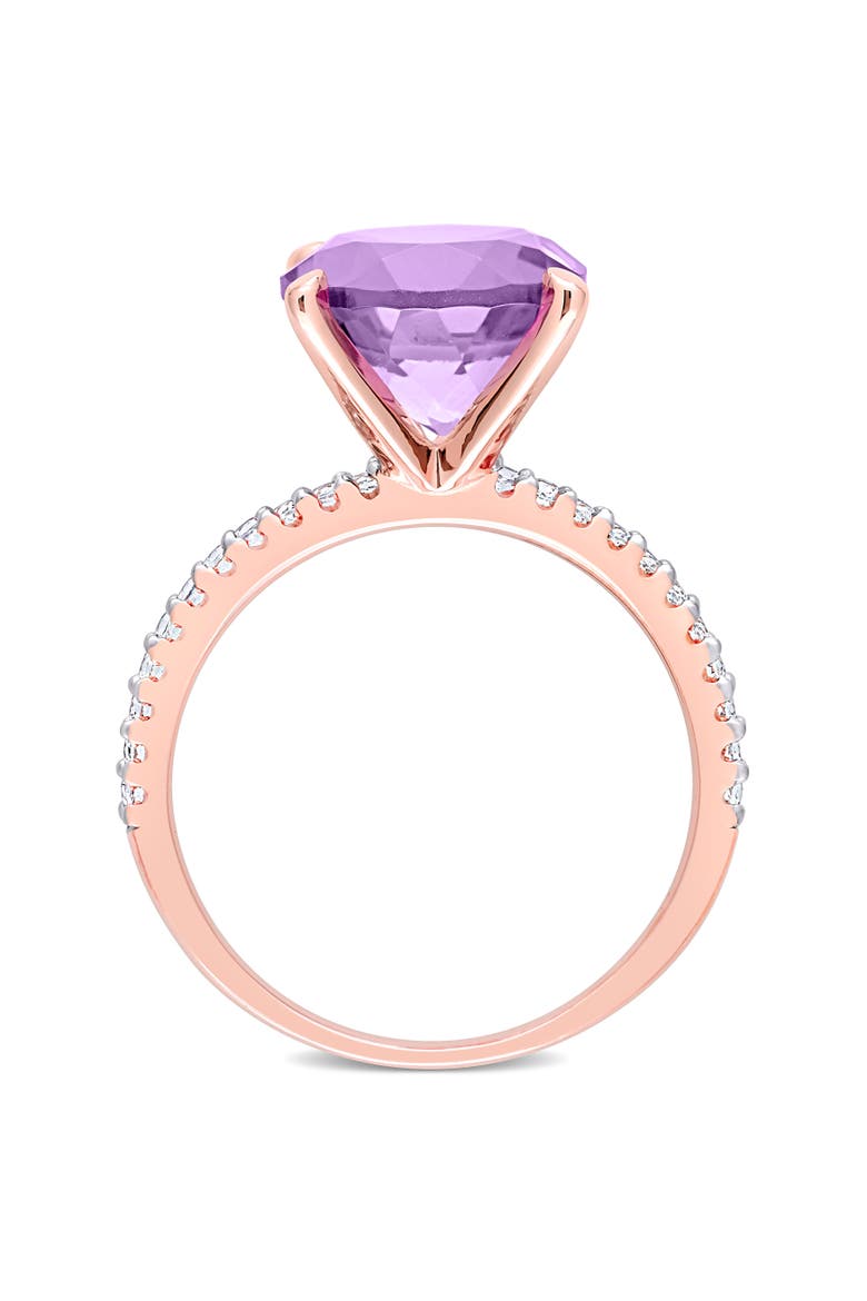 Gemstones Solitaire Ring Plated Silver, Alternate, color, Amethyst/Rose-Plated