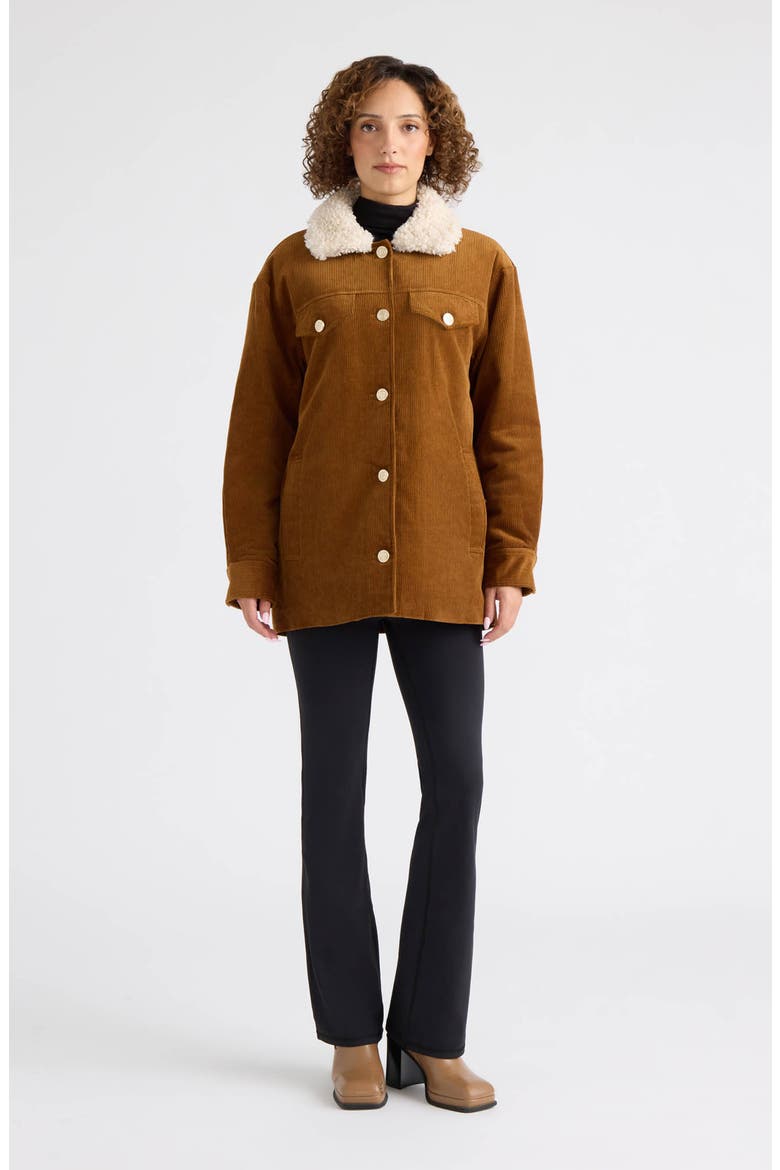 Roos Padded Corduroy Shacket, Alternate, color, AMBER