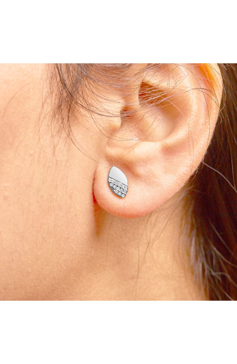 Haus of Brilliance Silver 1/6 Ct Diamond and Mirror Polish Pear Shape Stud Earrings, Alternate, color, White