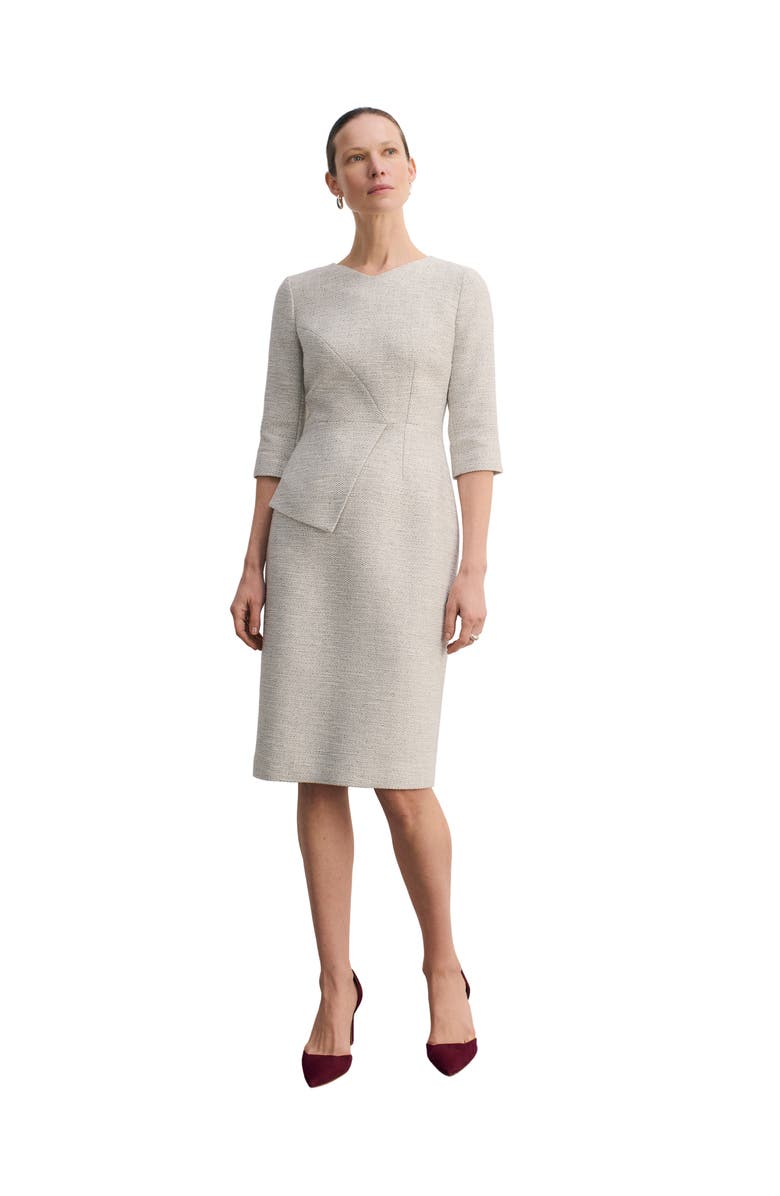 The Fold Eaton Signature Tweed Dress, Main, color, Ivory