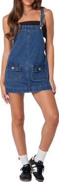 EDIKTED Denim Overall Minidress