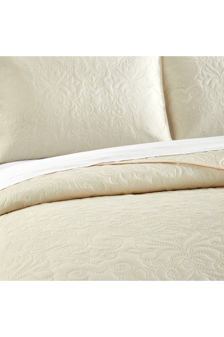 Beige Color Box Patterns CHIC Milli Floral Scroll Pattern Queen Quilt Set - Beige - 3-Piece Set ...