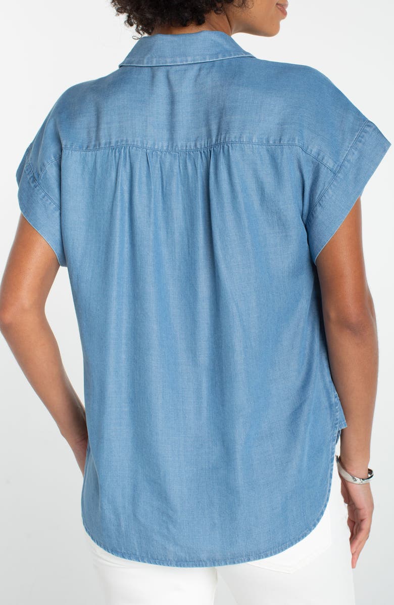 Liverpool Los Angeles Popover Chambray Top, Alternate, color, Sunlit Blue