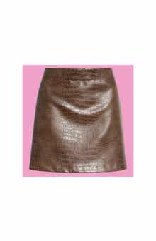 Croc Embossed Faux Leather Miniskirt