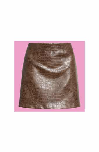 Croc Embossed Faux Leather Miniskirt