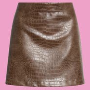 MAX STUDIO Croc Embossed Faux Leather Miniskirt