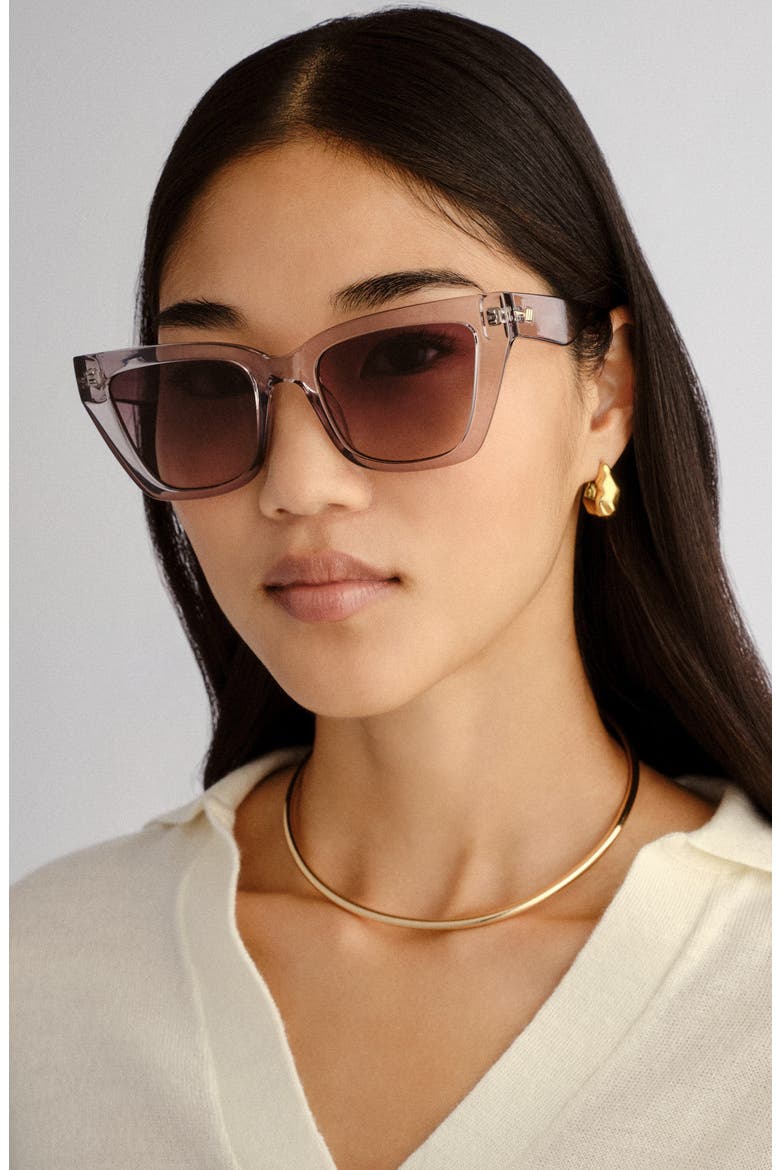 Le Coeur 53mm Cat Eye Sunglasses, Alternate, color, SMOKE / KHAKI GRAD