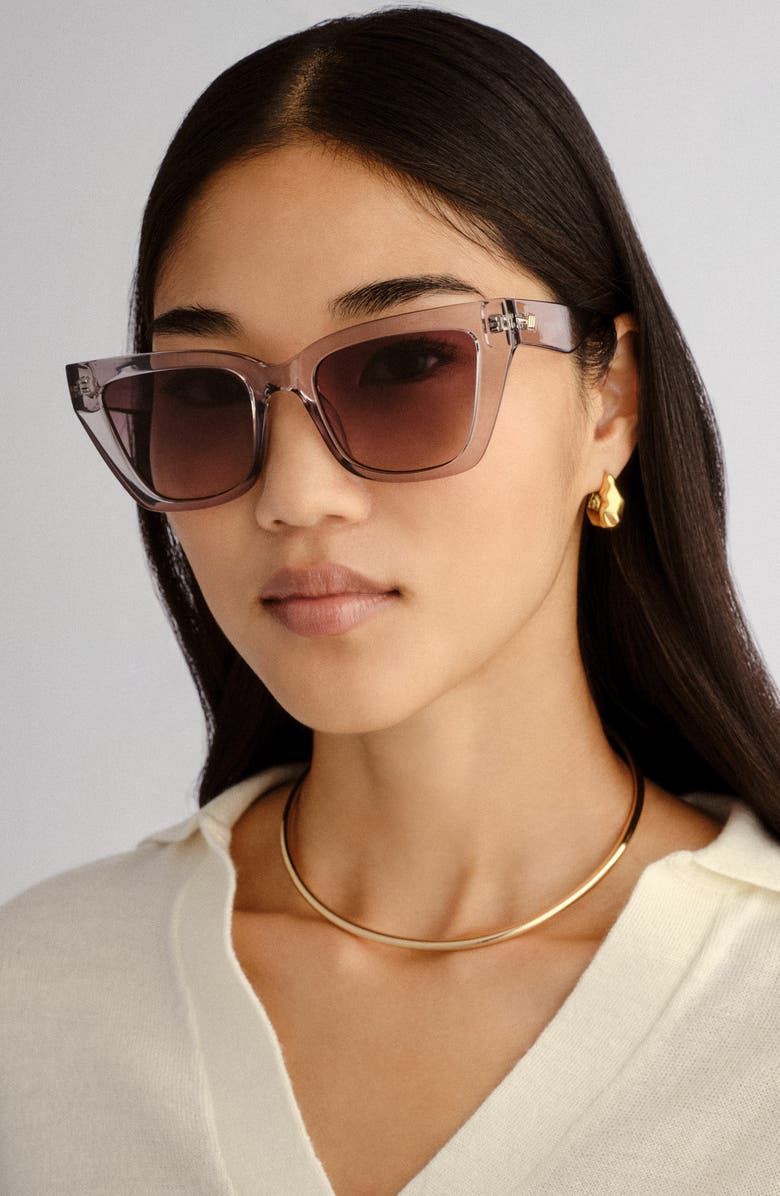 Le Specs Le Coeur 53mm Cat Eye Sunglasses, Alternate, color, Smoke / Khaki Grad