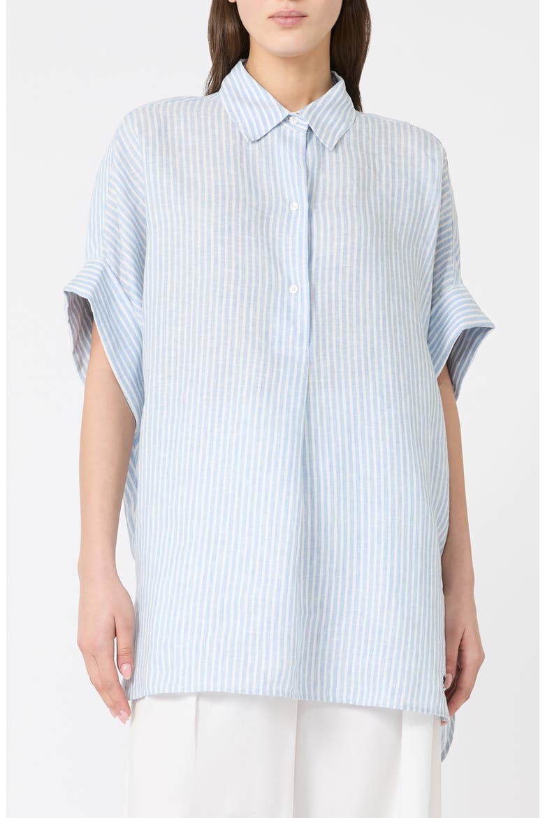 Verve Stripe Linen Top, Main, color, LIGHT BLUE