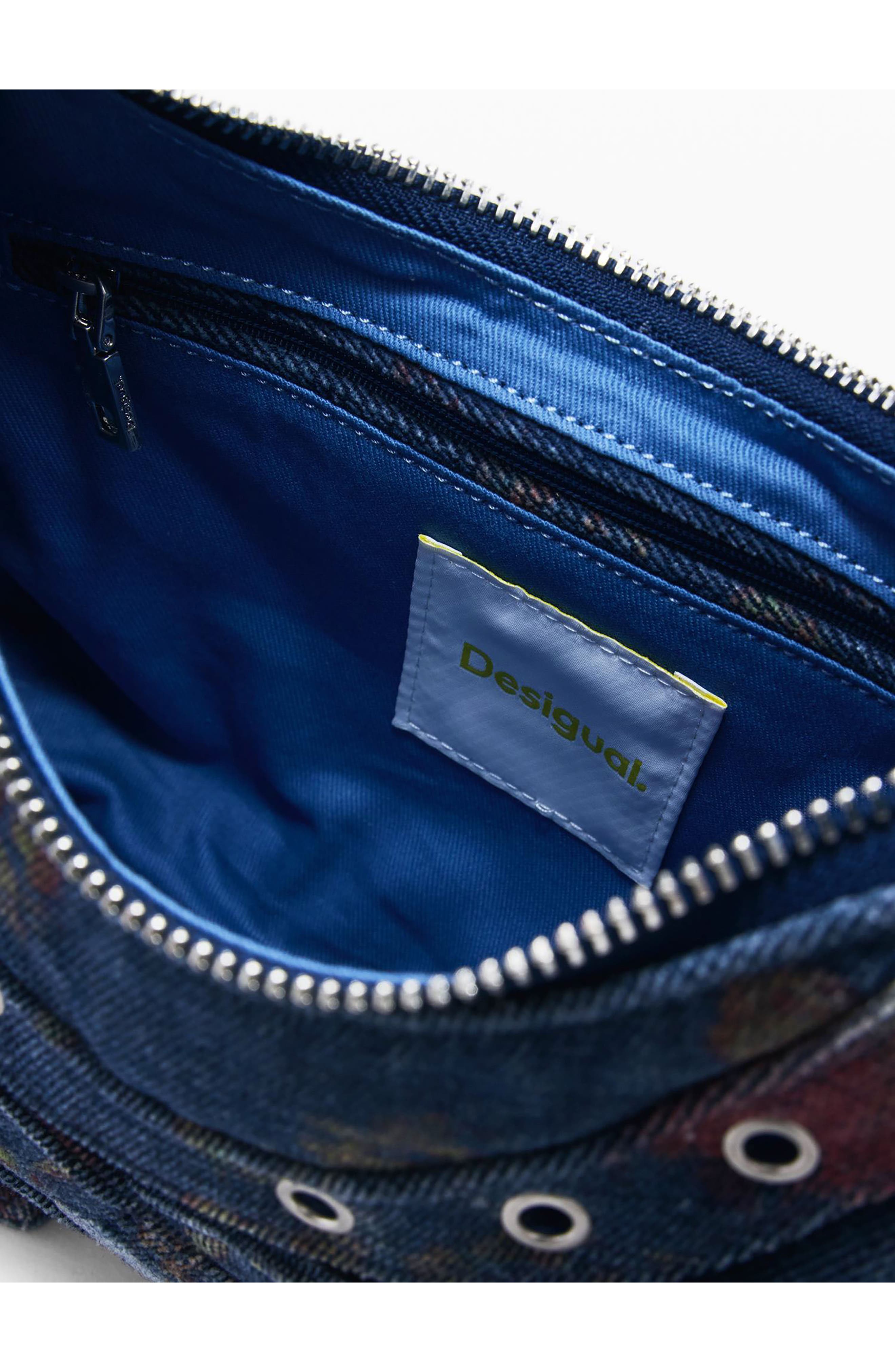 Desigual Grommet Trim Faux Leather Shoulder Bag, Alternate, color, Blue