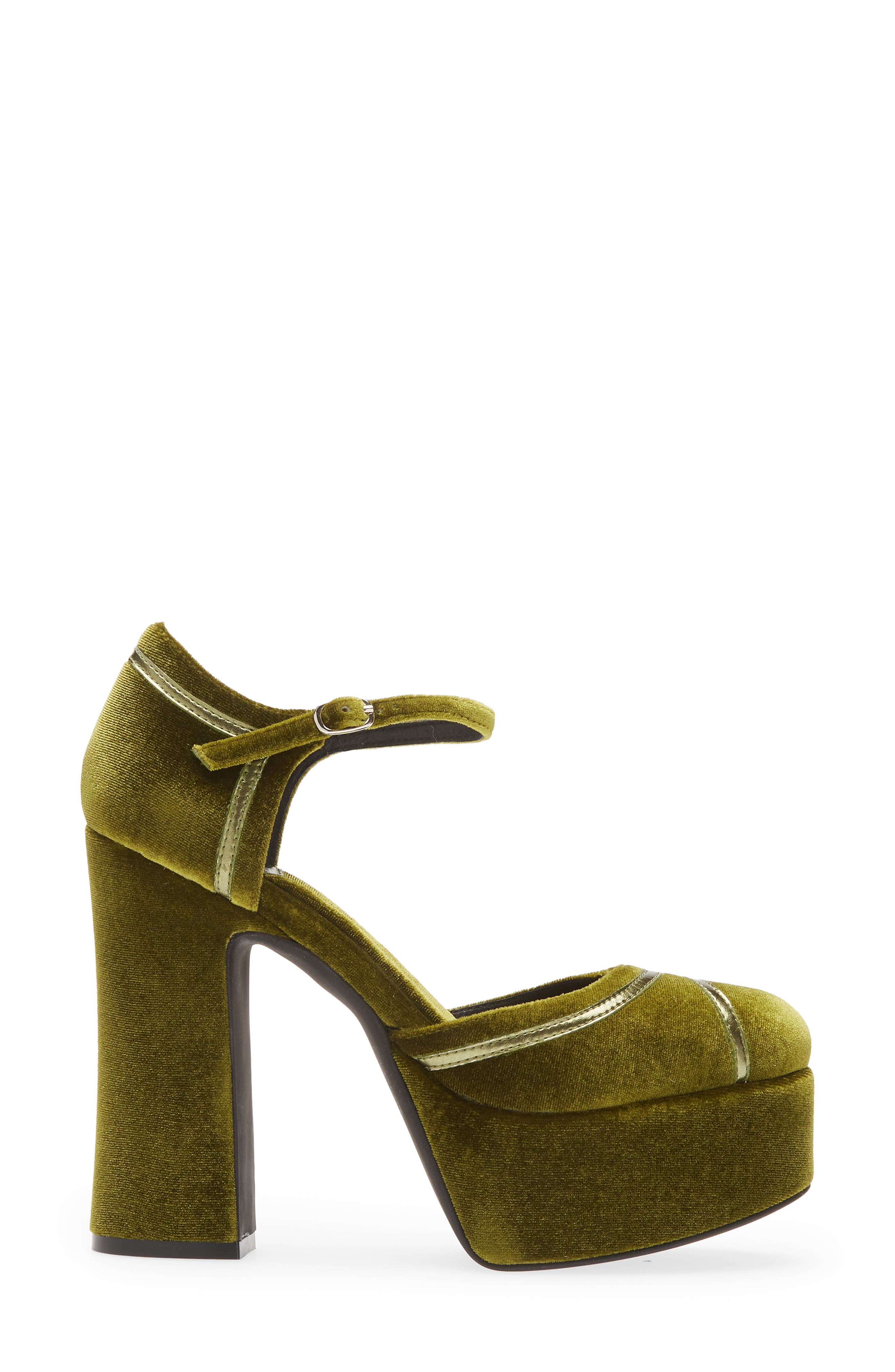 Low Down Platform Pump, Alternate, color, GREEN VELVET COMBO