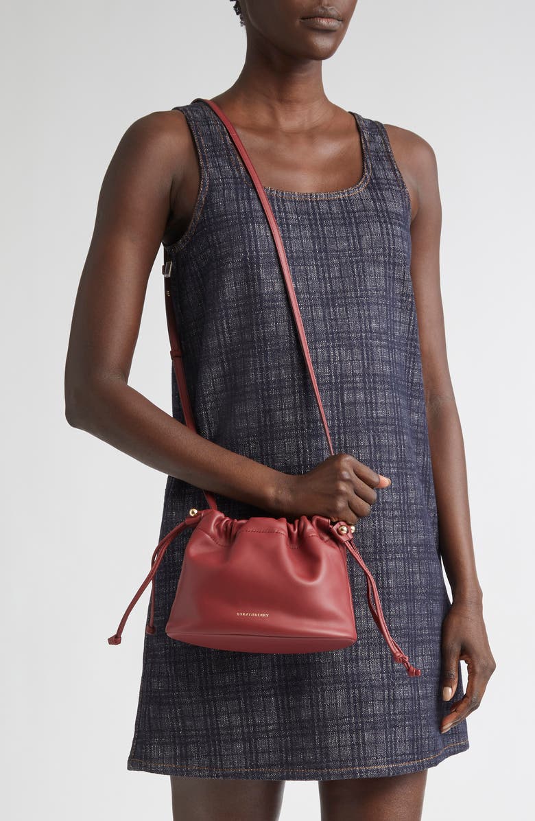 Strathberry Drawstring Leather Crossbody Bag, Alternate, color, Oxblood