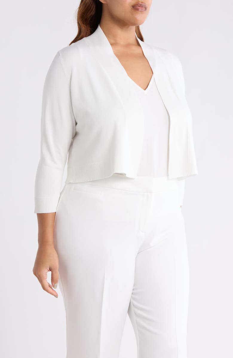 KASPER Kissing Front Crop Shrug, Alternate, color, Lily White