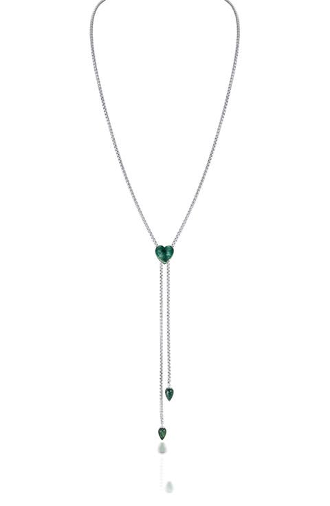 Green Aventurine Heart Lariat Necklace
