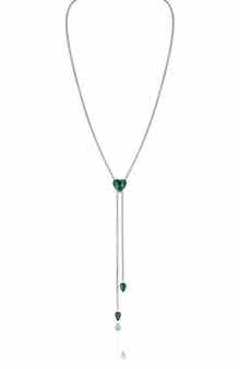 LuvMyJewelry Green Aventurine Heart Lariat Necklace