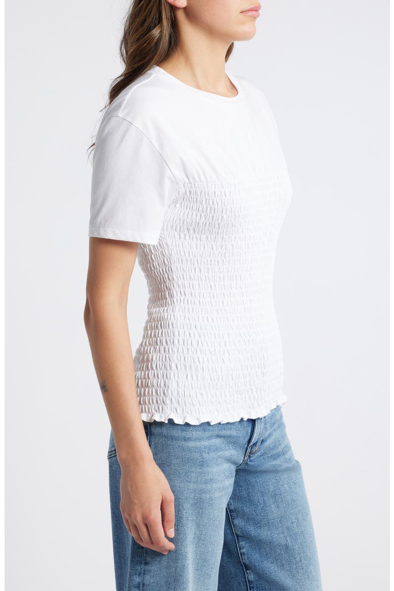 Smocked Cotton Top, Alternate, color, WHITE