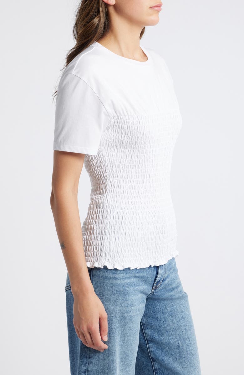 rag & bone Smocked Cotton Top, Alternate, color, White