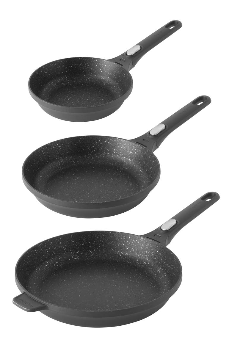 Gem Graduated Nonstick Frying Pan 3-Piece Set, Main, color, BLACK
