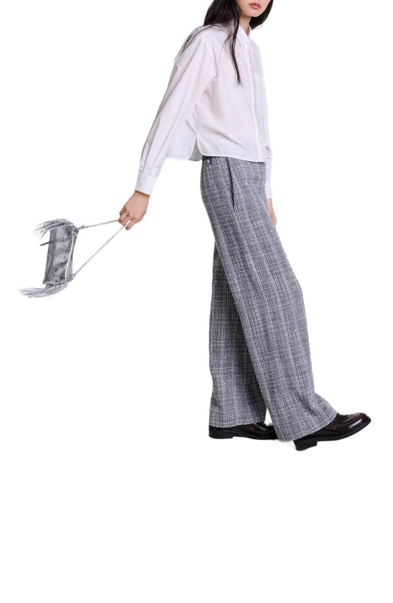 maje Tweed trousers, Alternate, color, 