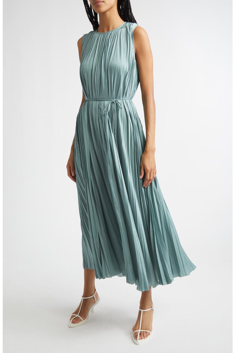 Fianna Plissé Sleeveless Midi Dress, Main, color, SEA GLASS