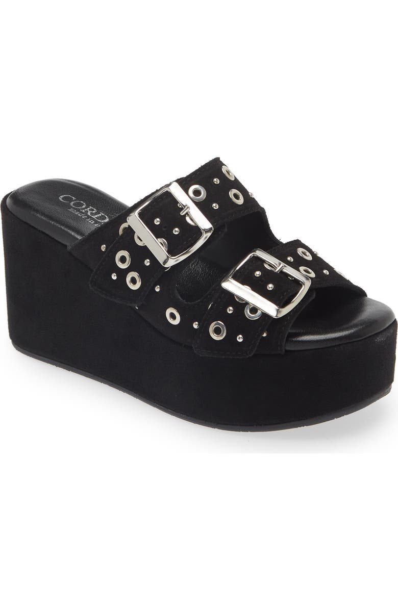Cordani Jayne Platform Wedge Slide Sandal, Main, color, Crosta Nero