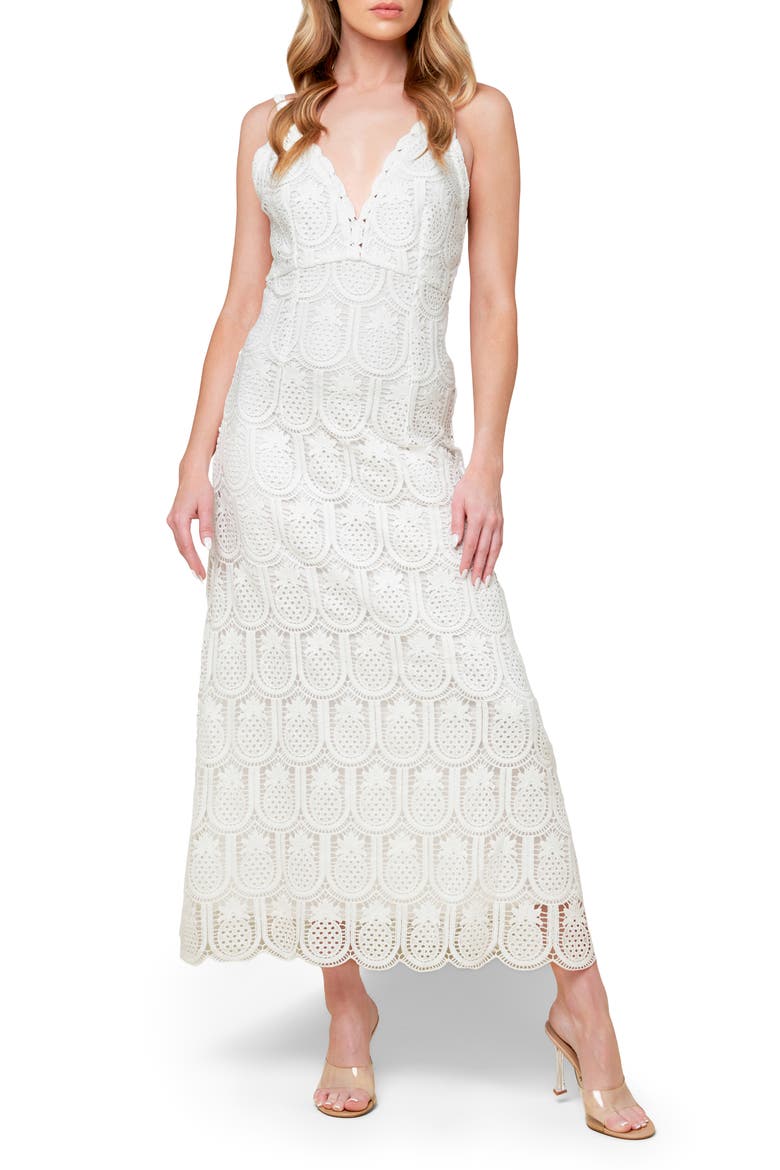 Pineapple Lace Maxi Dress, Main, color, OFF WHITE