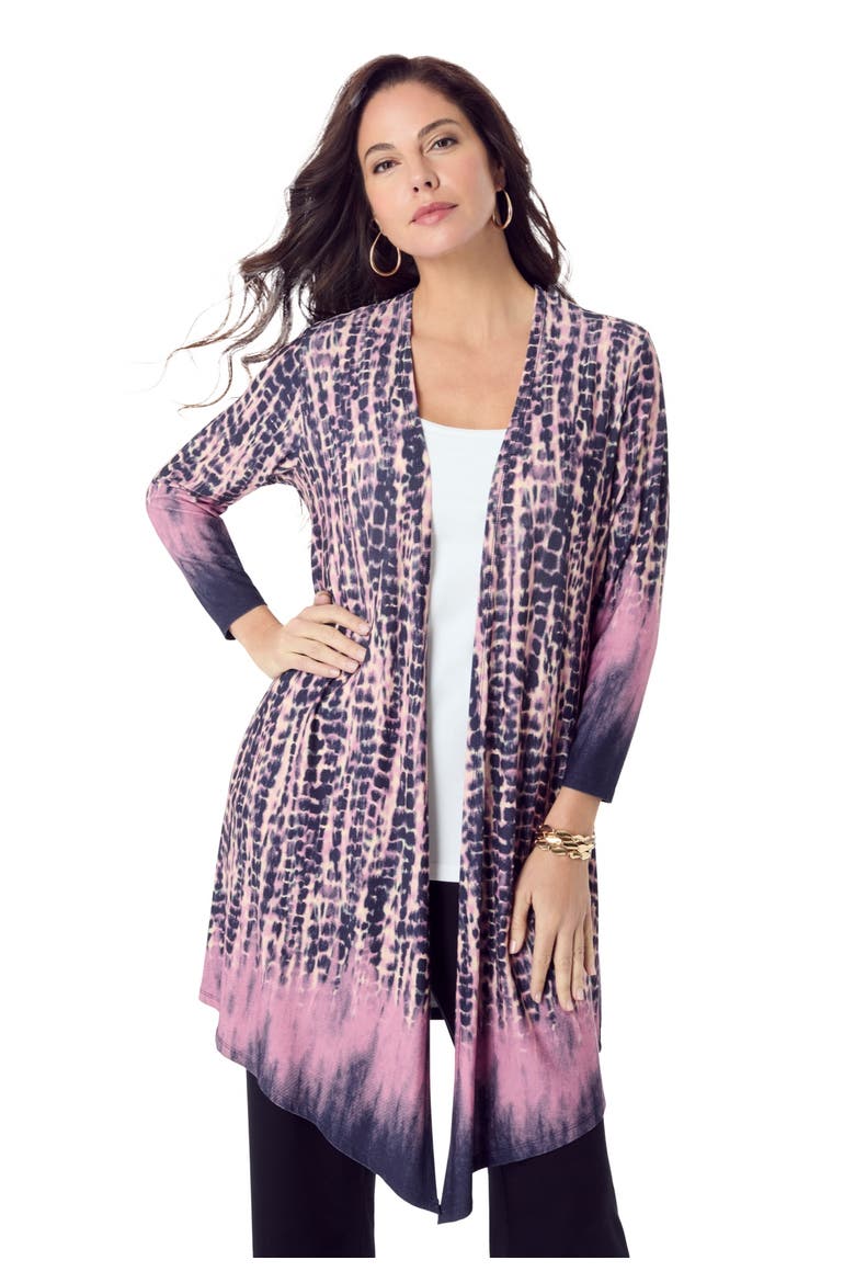 Ultra Drape Cardigan, Main, color, MAUVE TIE DYE BORDER