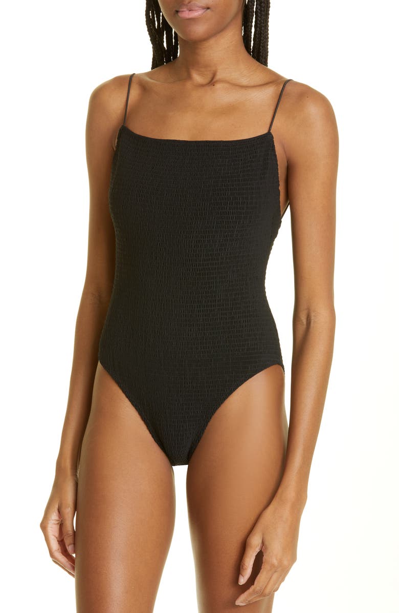 TOTEME Smocked One-Piece Swimsuit, Alternate, color,