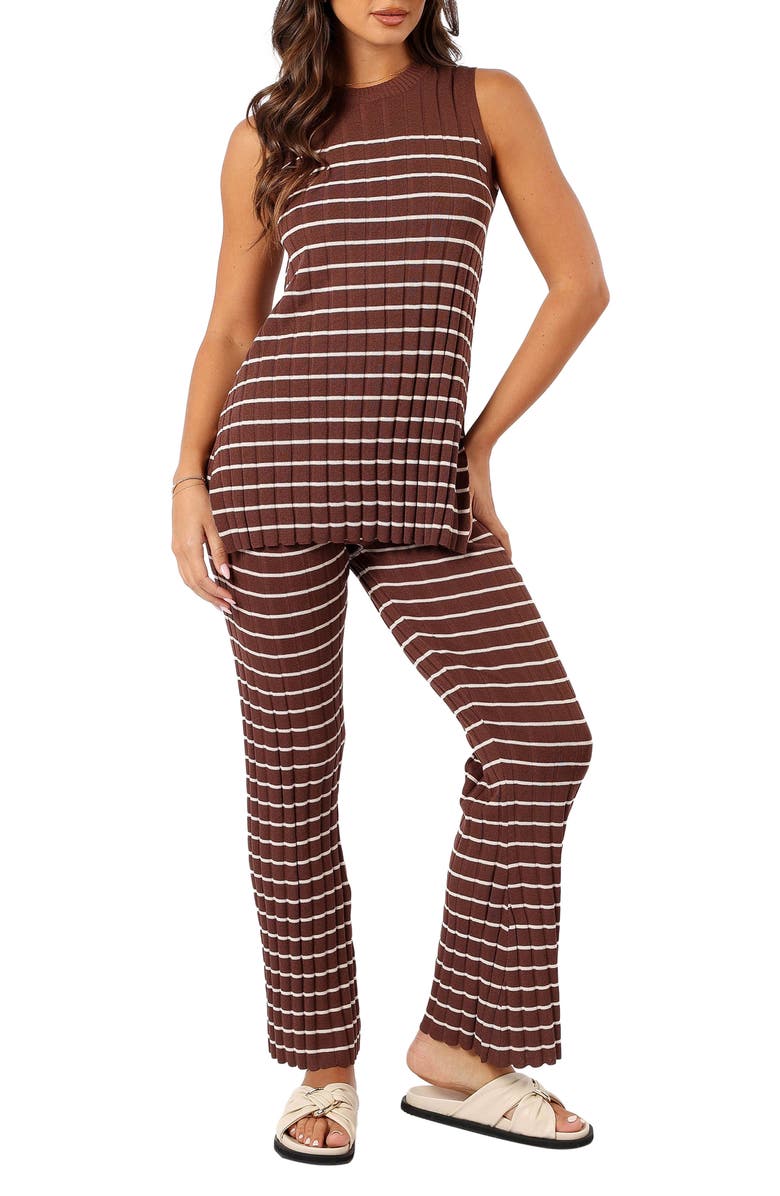Petal & Pup Saralynn Stripe Sleeveless Knit Top & Pants Set, Main, color, 