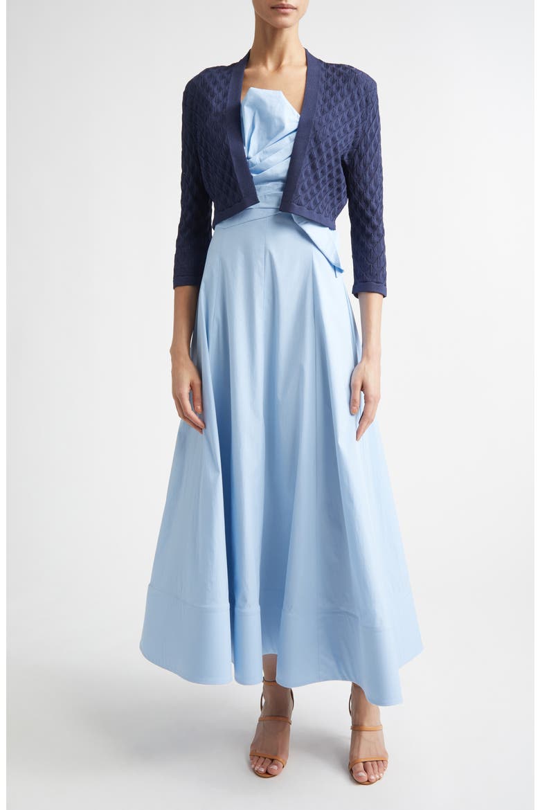 Draped Stretch Poplin Fit & Flare Dress, Alternate, color, OXFORD