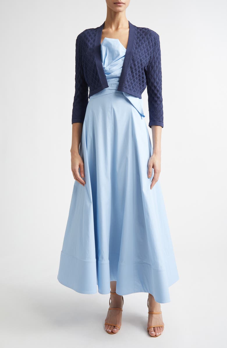 Lela Rose Draped Stretch Poplin Fit & Flare Dress, Alternate, color, Oxford