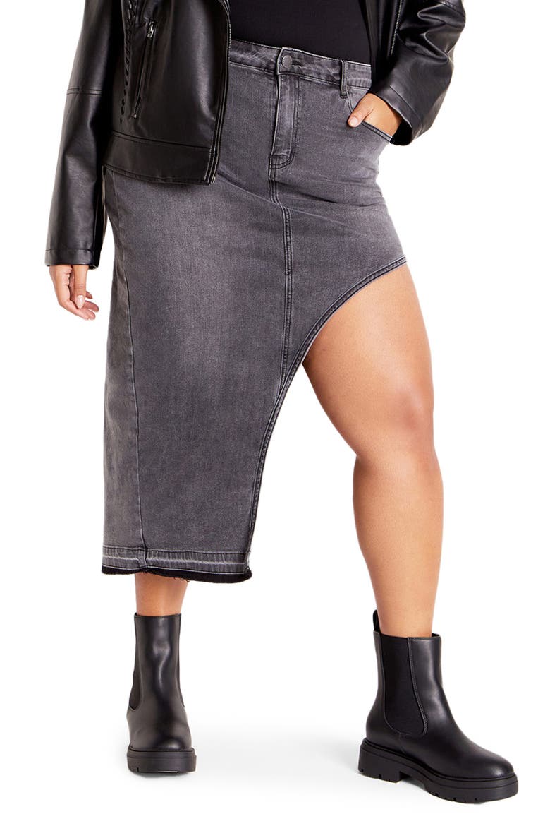 Remi Denim Skirt, Main, color, BLACK WASH