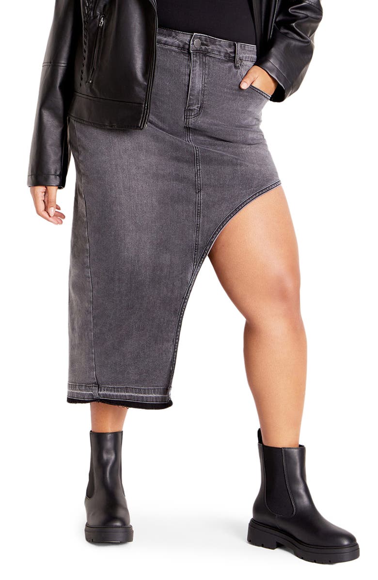 City Chic Remi Denim Skirt, Main, color, 