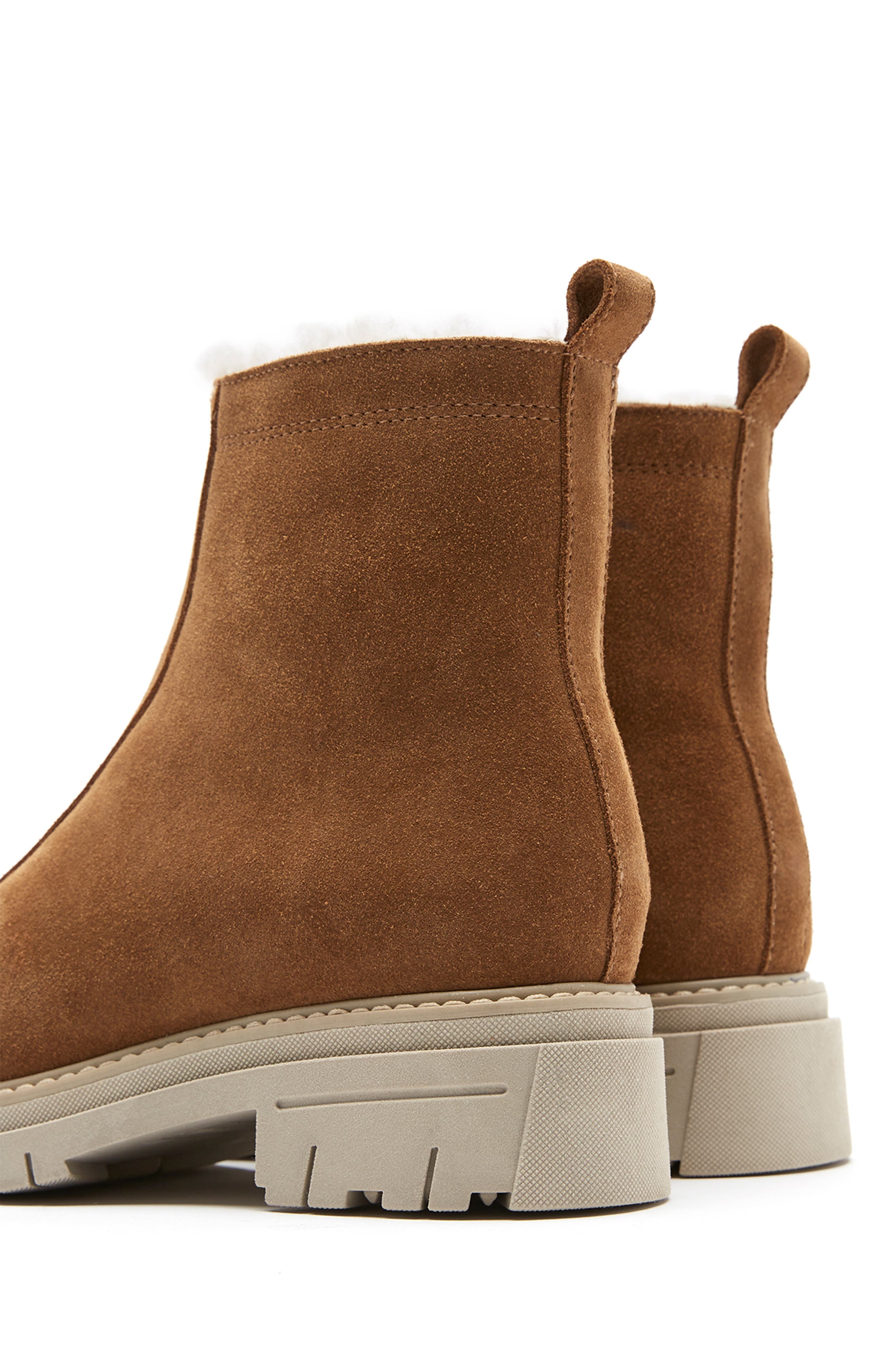 La Canadienne Delta Genuine Shearling Lined City Dry<sup>™</sup> Waterproof Bootie, Alternate, color, Toffee Suede