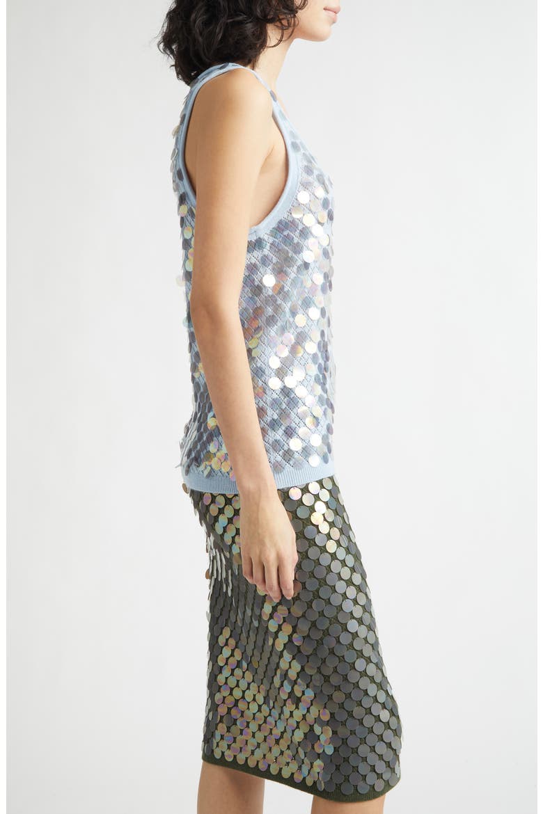 Lutecia Pointelle Knit Paillette Merino Wool & Cashmere Sweater Tank, Alternate, color, ICE