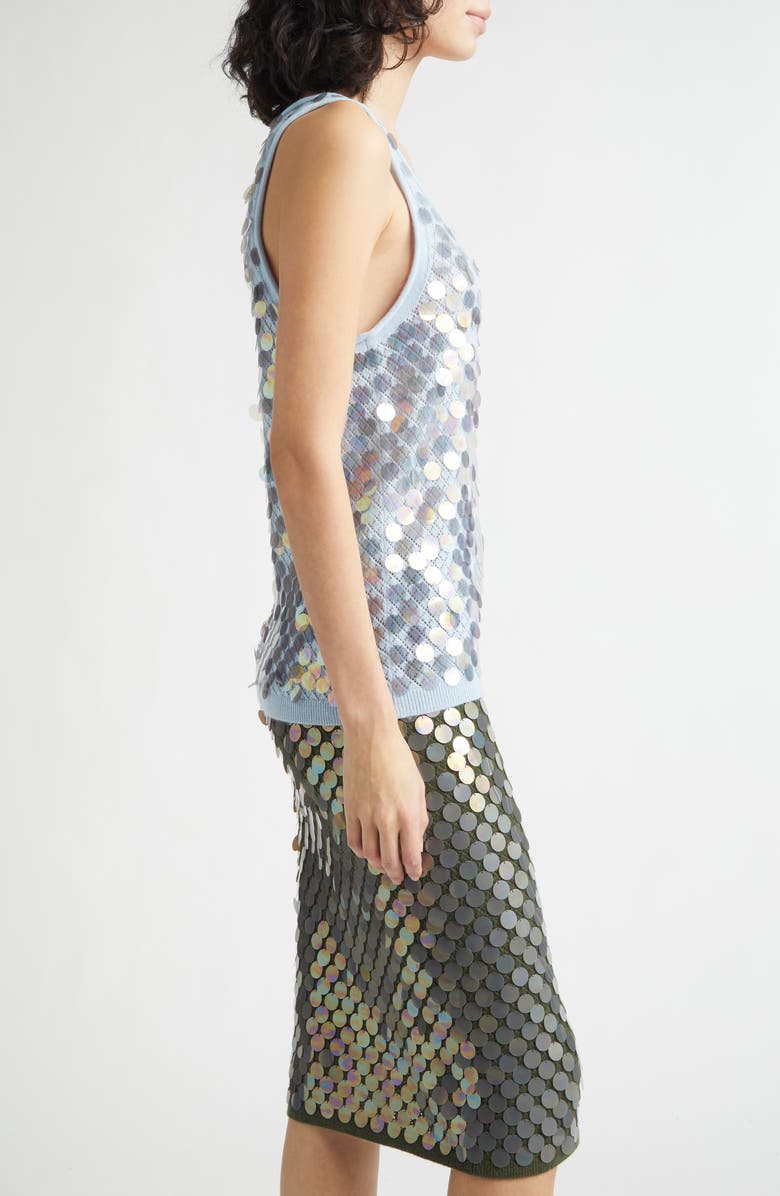 ZANKOV Lutecia Pointelle Knit Paillette Merino Wool & Cashmere Sweater Tank, Alternate, color, Ice