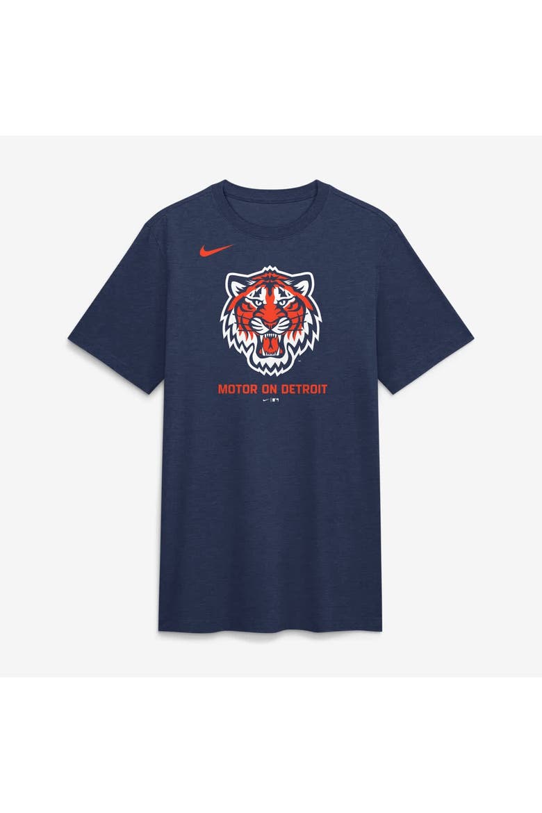 Men's Nike  Navy Detroit Tigers Tri-Blend Logo T-Shirt, Alternate, color, Navy