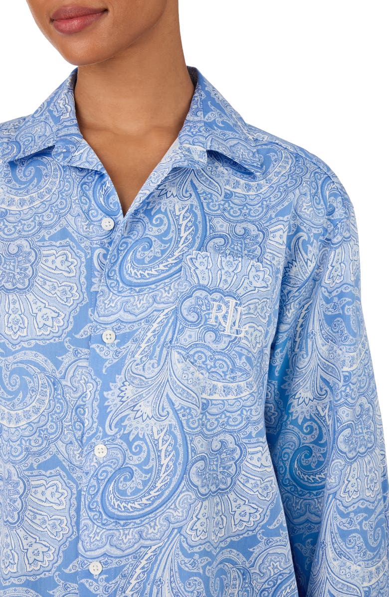 Lauren Ralph Lauren Print Cotton Blend Sleepshirt, Alternate, color, Blue Paisley