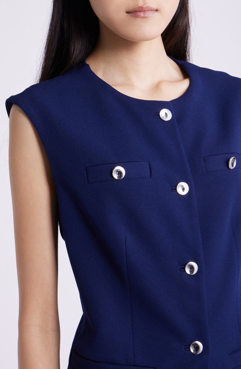 Anne Klein Button-Up Four-Pocket Vest, Alternate, color, Distant Mountain