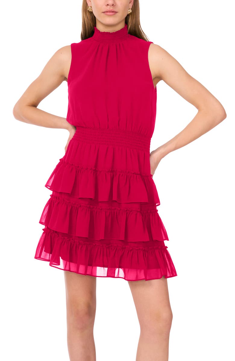 1.STATE Smock Neck Sleeveless Fit & Flare Dress, Alternate, color, Magenta