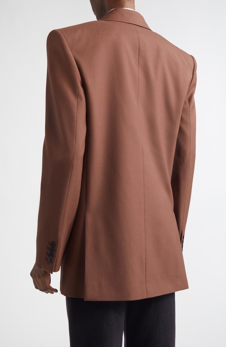 Saint Laurent Double Breasted Wool Gabardine Blazer, Alternate, color, Brun Girofle