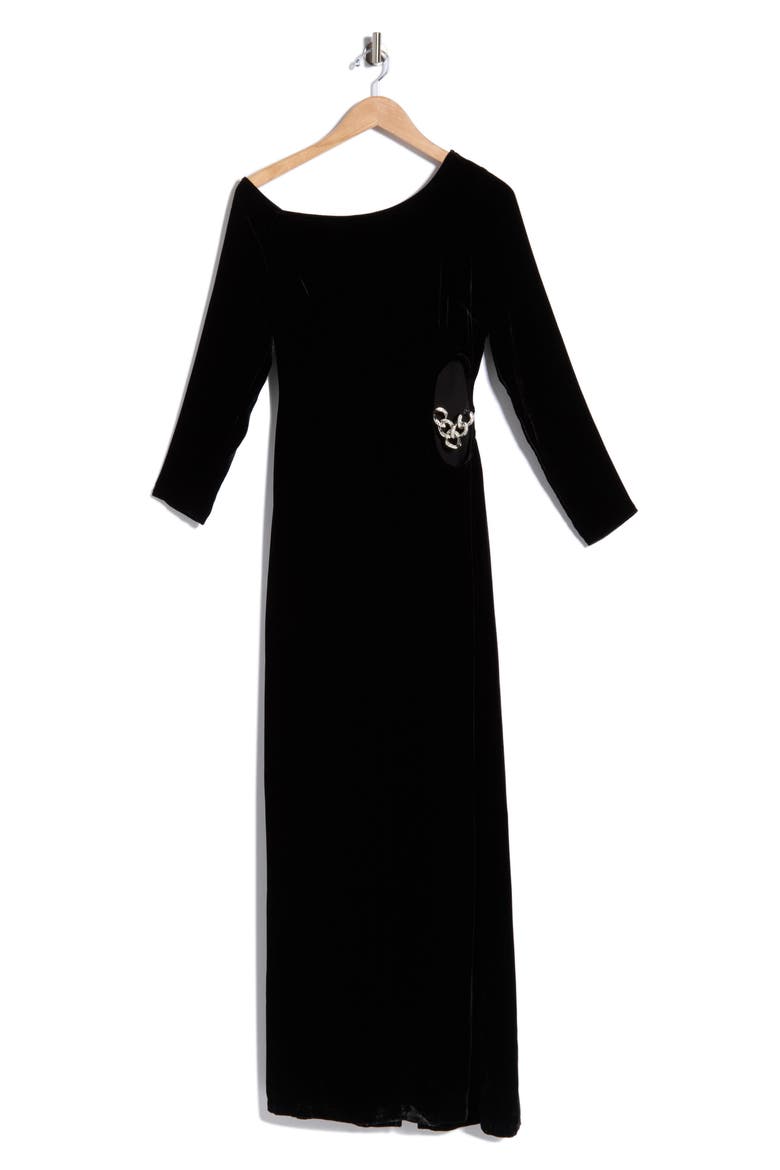 Seren Cutout Long Sleeve Maxi Dress, Alternate, color, BLACK