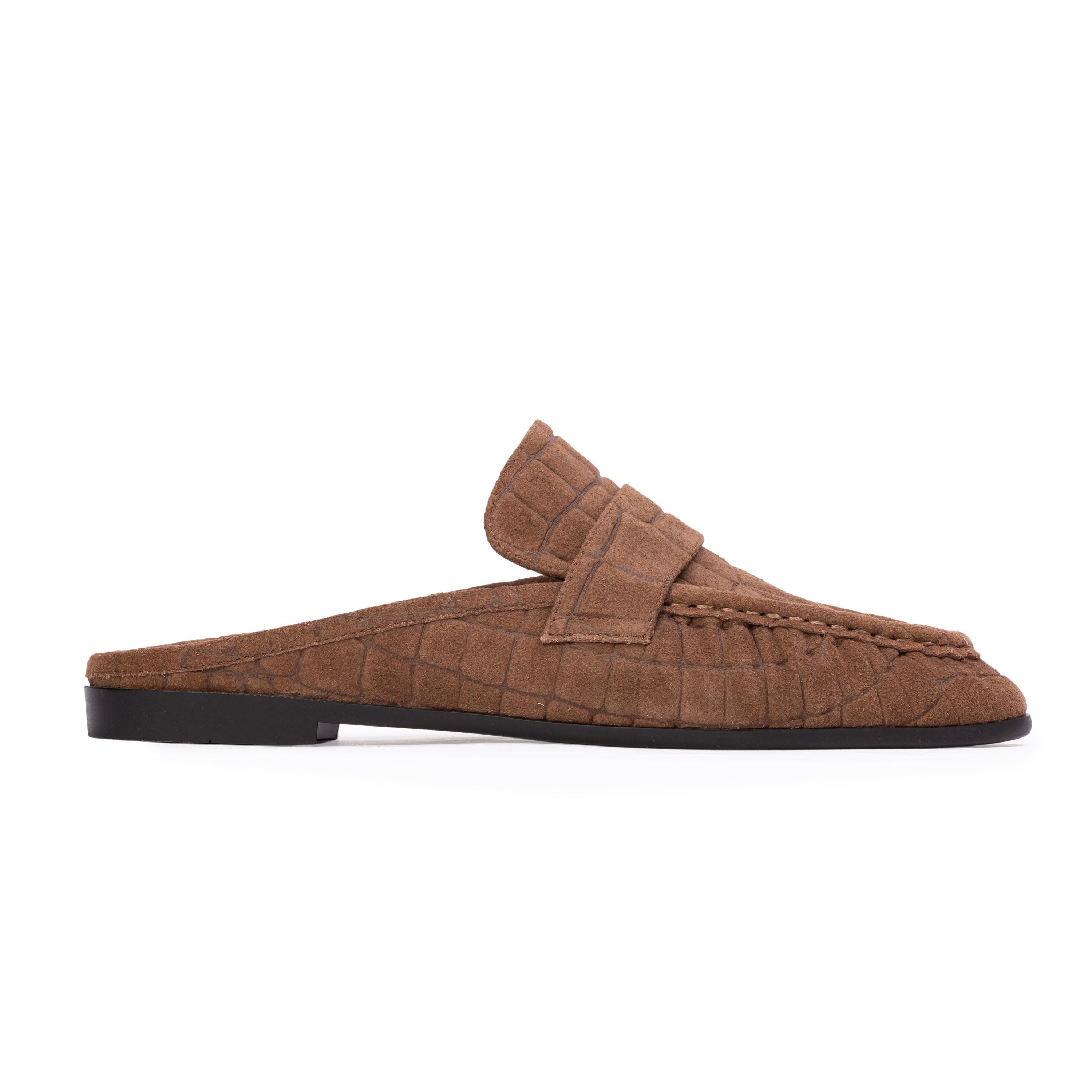 Gabby Croc Backless Loafer, Main, color, Brown Croc Suede