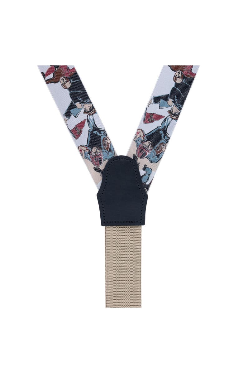 Trafalgar Retro Pattern Leatherheads Limited Run Silk Suspenders, Alternate, color, Multiple
