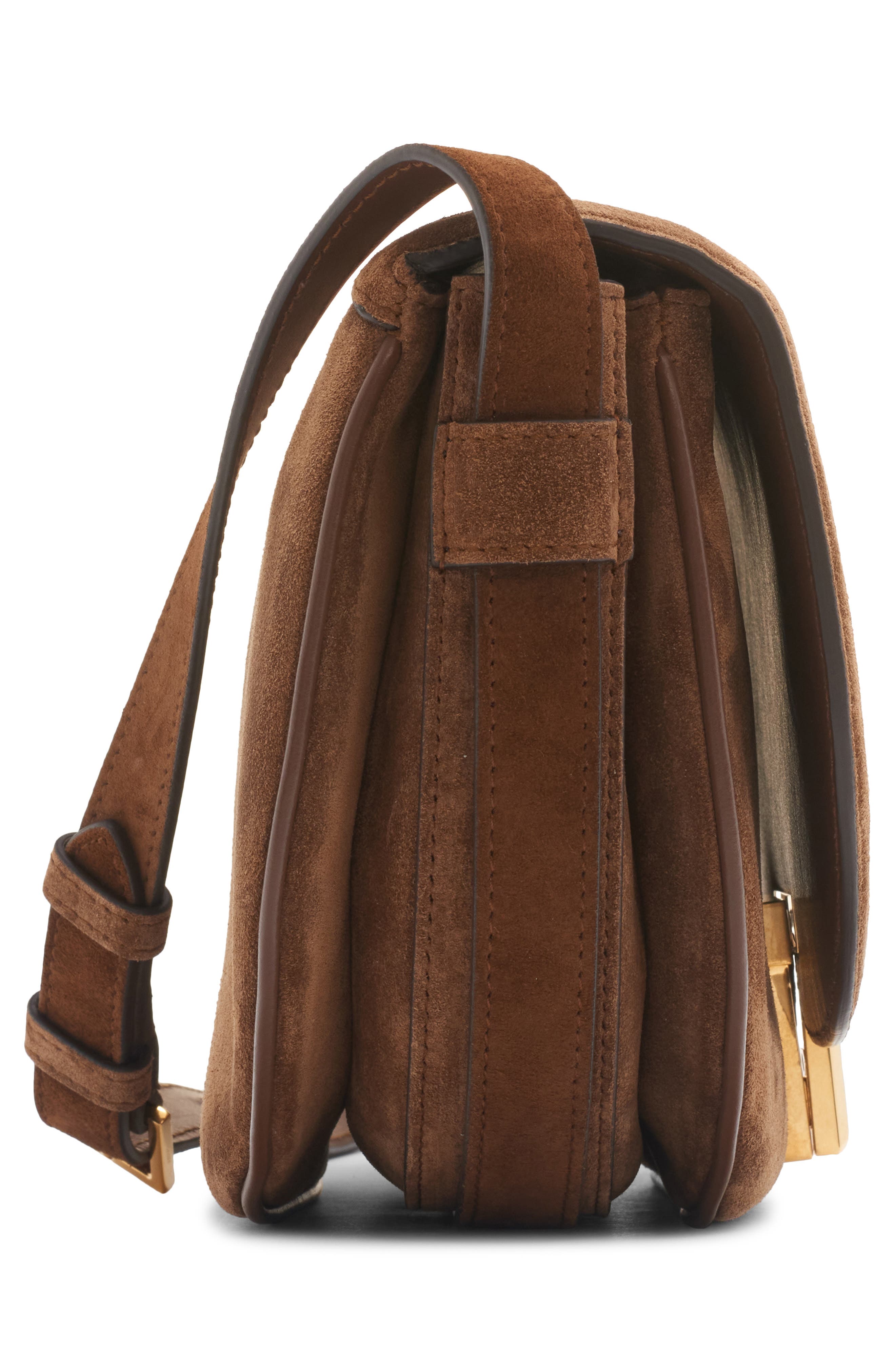 TOM FORD Small Wallis Suede Saddle Bag, Alternate, color, 