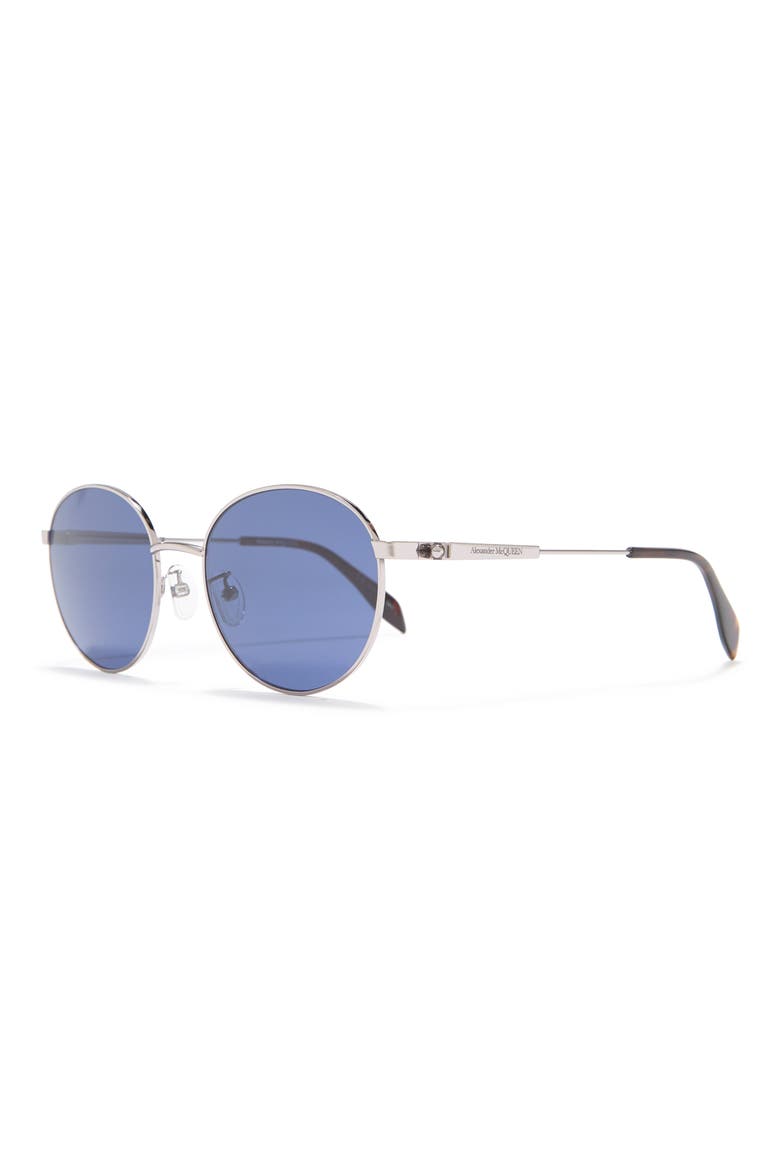 Alexander McQueen 54mm Round Sunglasses, Alternate, color, RUTHENIUM RUTHENIUM